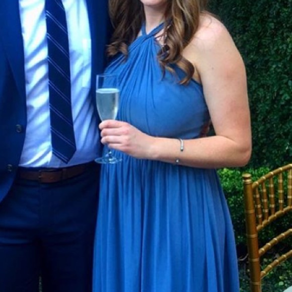 #Levkoff Halter Neck Chiffon Gown - Slate - Picture 3 of 5